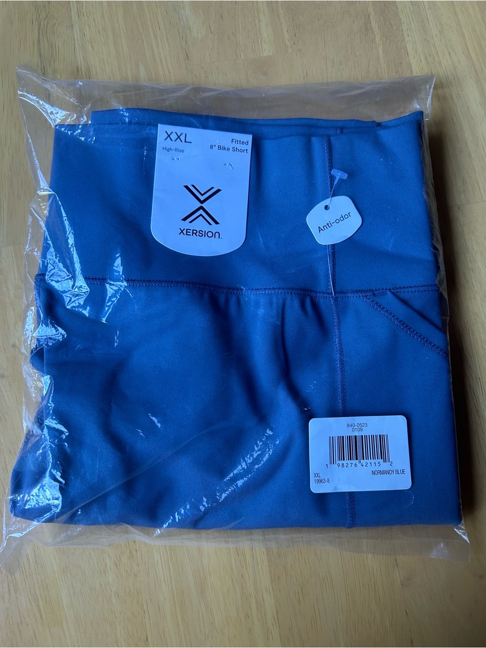 Xersion XXL high rise fitted 8 inch bike shorts Normandy blue